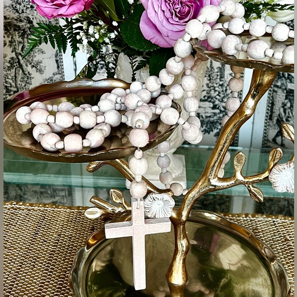 Vintage Pale Pink Wood Rosary XXLarge with Cross - Picture 5 of 6